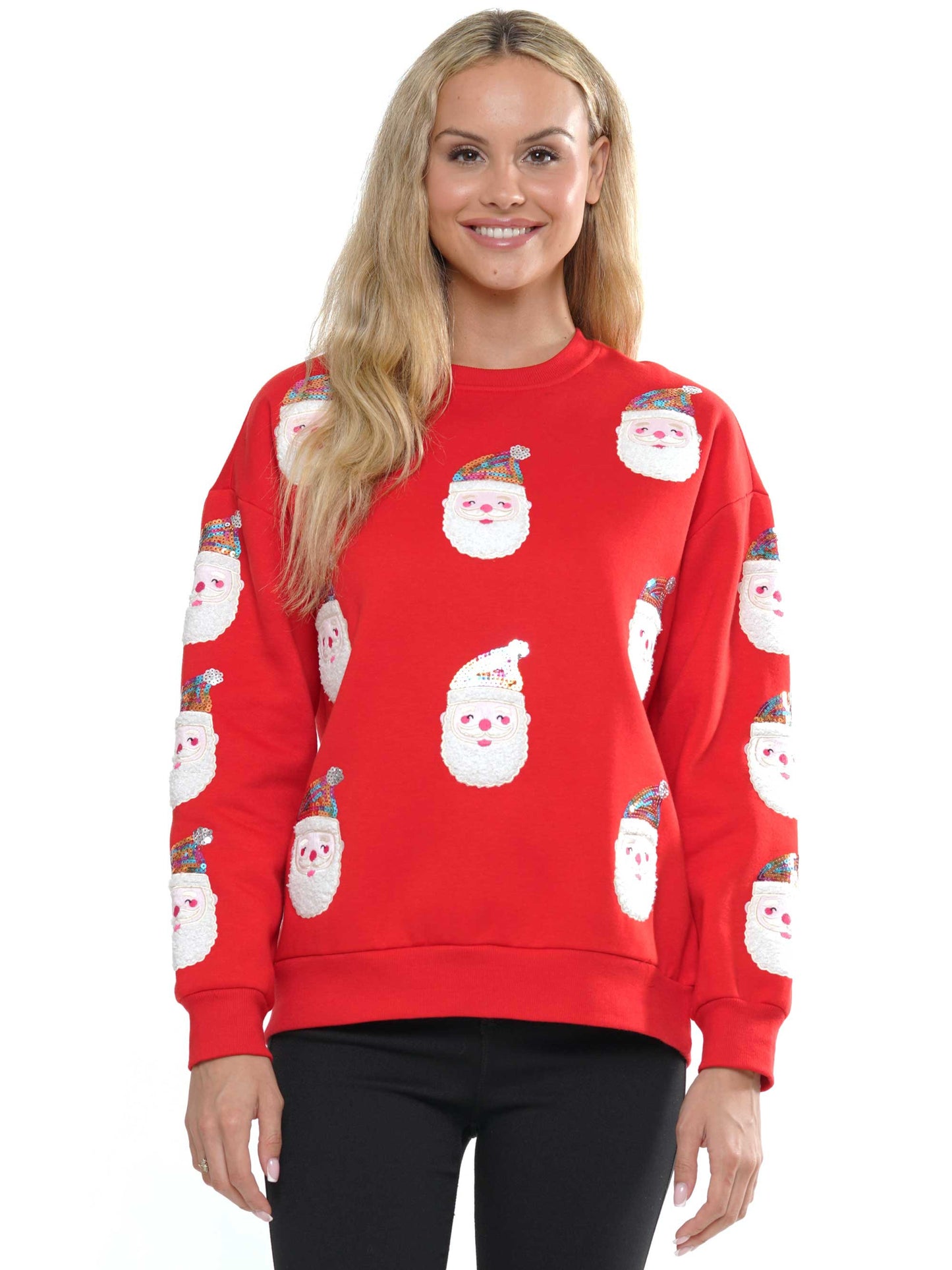 Red Santa Sequin Sweater