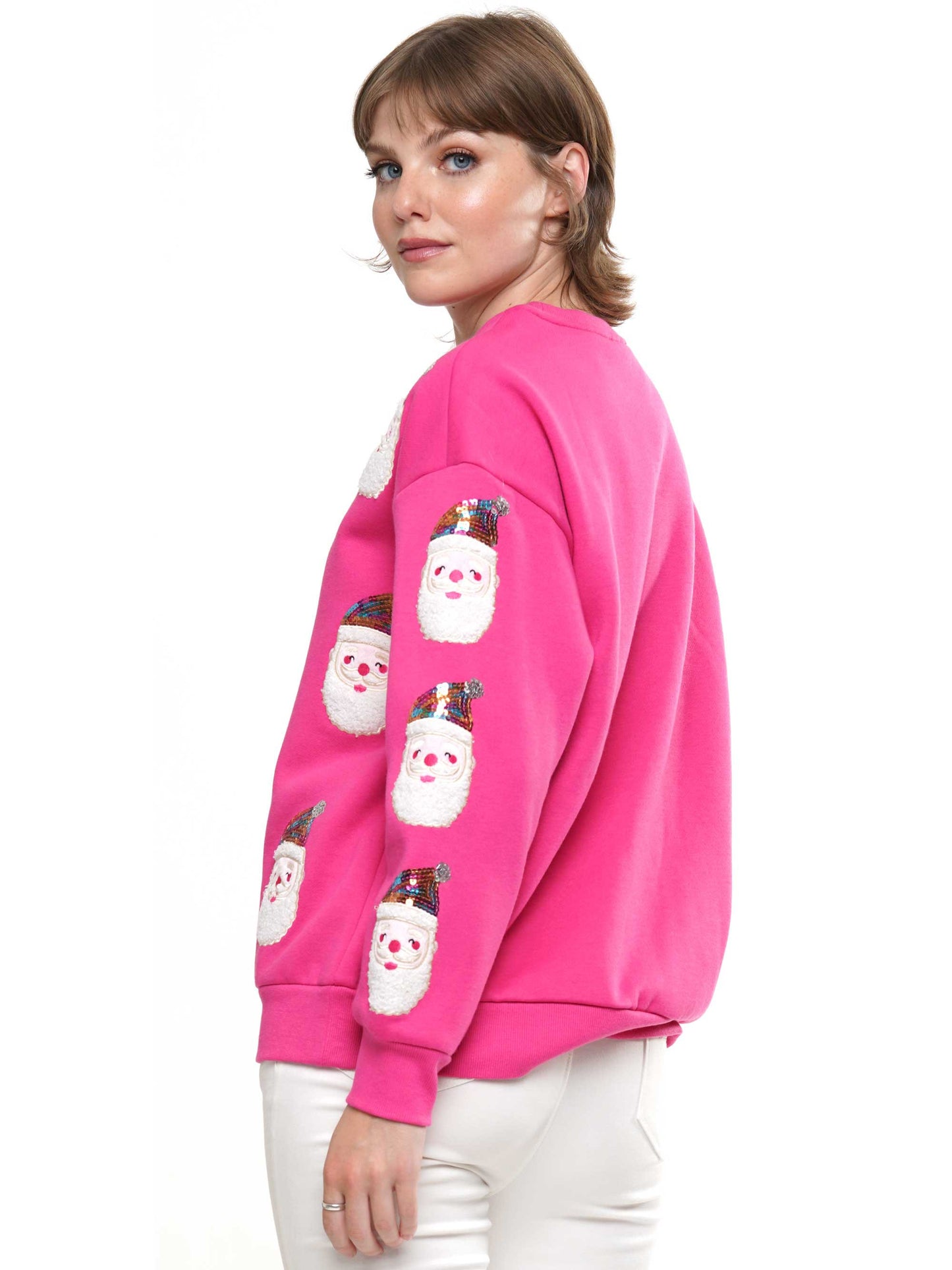 Pink Santa Sequin Sweater