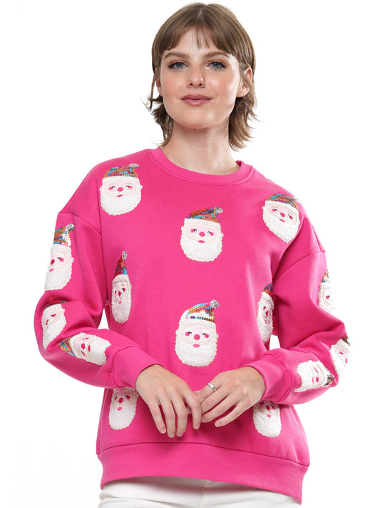 Pink Santa Sequin Sweater