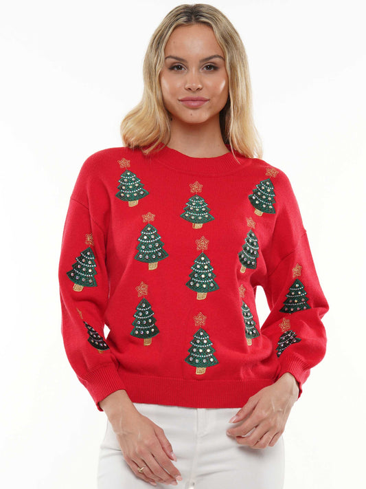 Red Christmas Tree Sweater