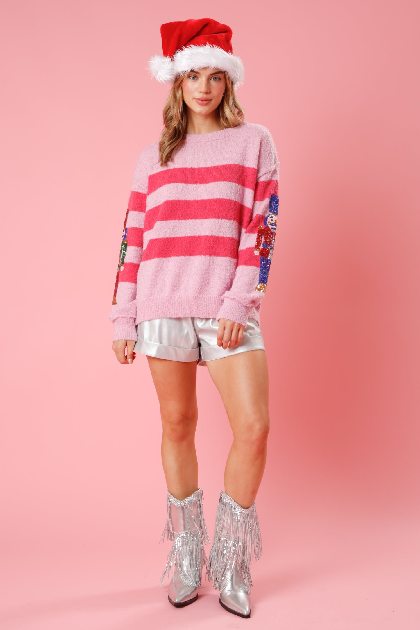 Sequin Nutcracker Striped Sweatshirt